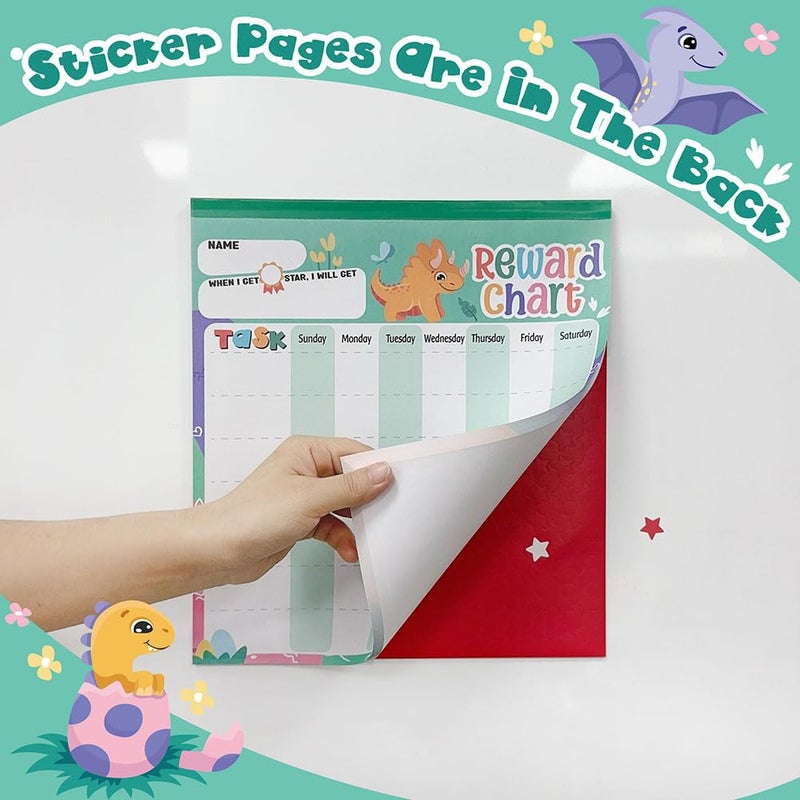 yasest Reward Chart for Kids - Dinosaur Magnetic Kids Behavior Chart  Pad with 26 Chore Charts  1920 Star Stickers  49 Incentive Stickers  Responsibility Chart for Kids Boys Toddlers - Kids Chore Chart - Image 3